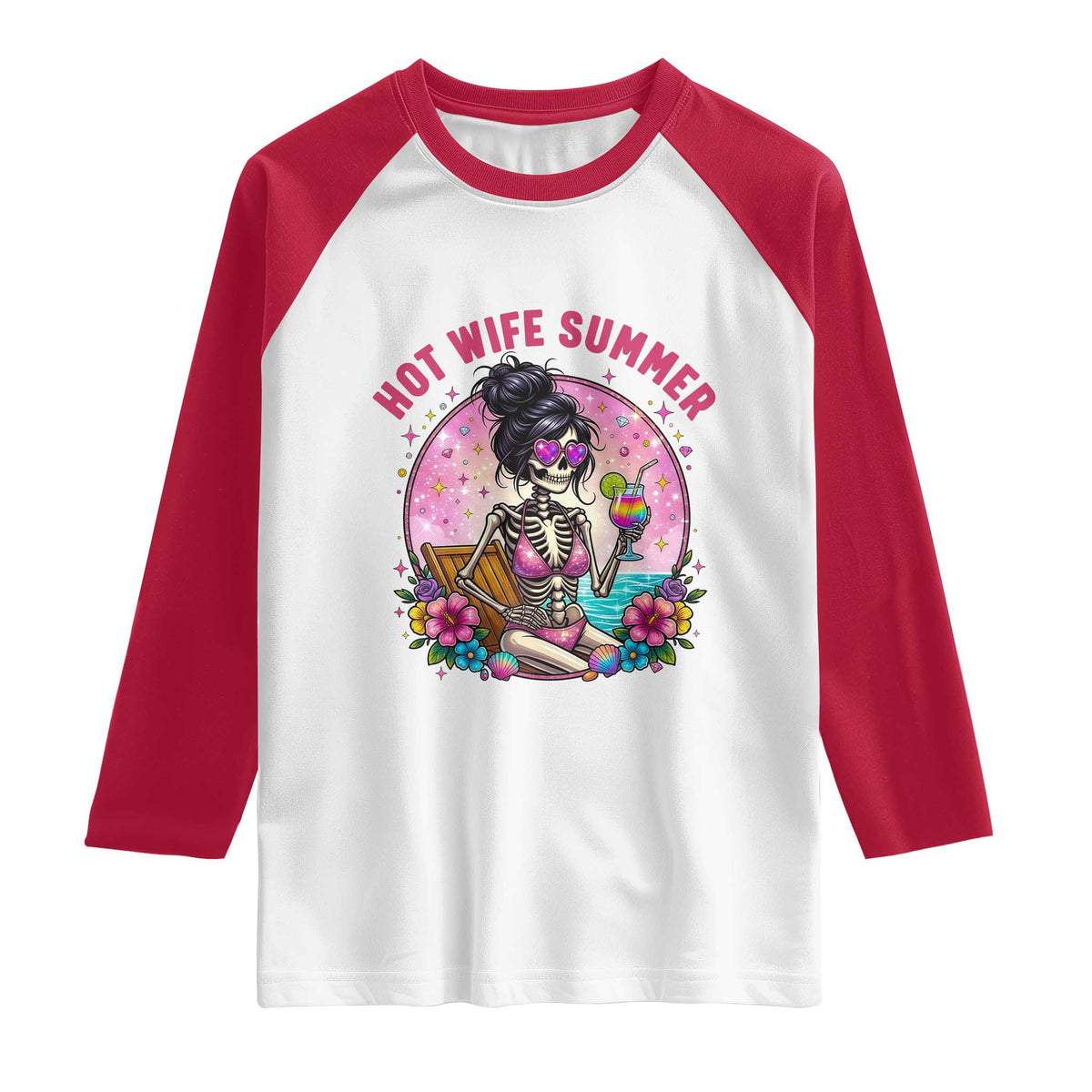 Hot Wife Summer Raglan Shirt Funny Newlywed Skeleton TS14 White Red Print Your Wear