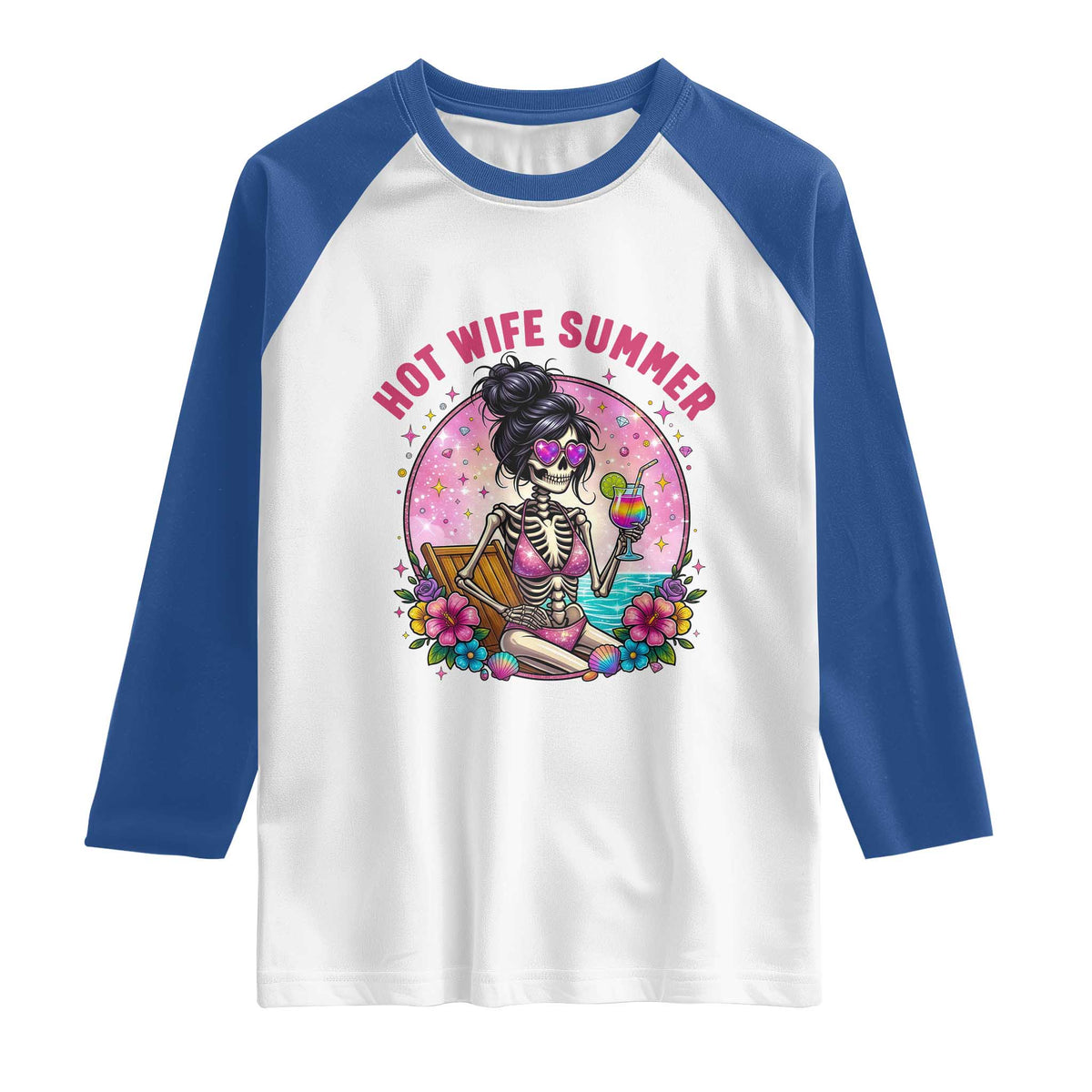 Hot Wife Summer Raglan Shirt Funny Newlywed Skeleton TS14 White Royal Print Your Wear