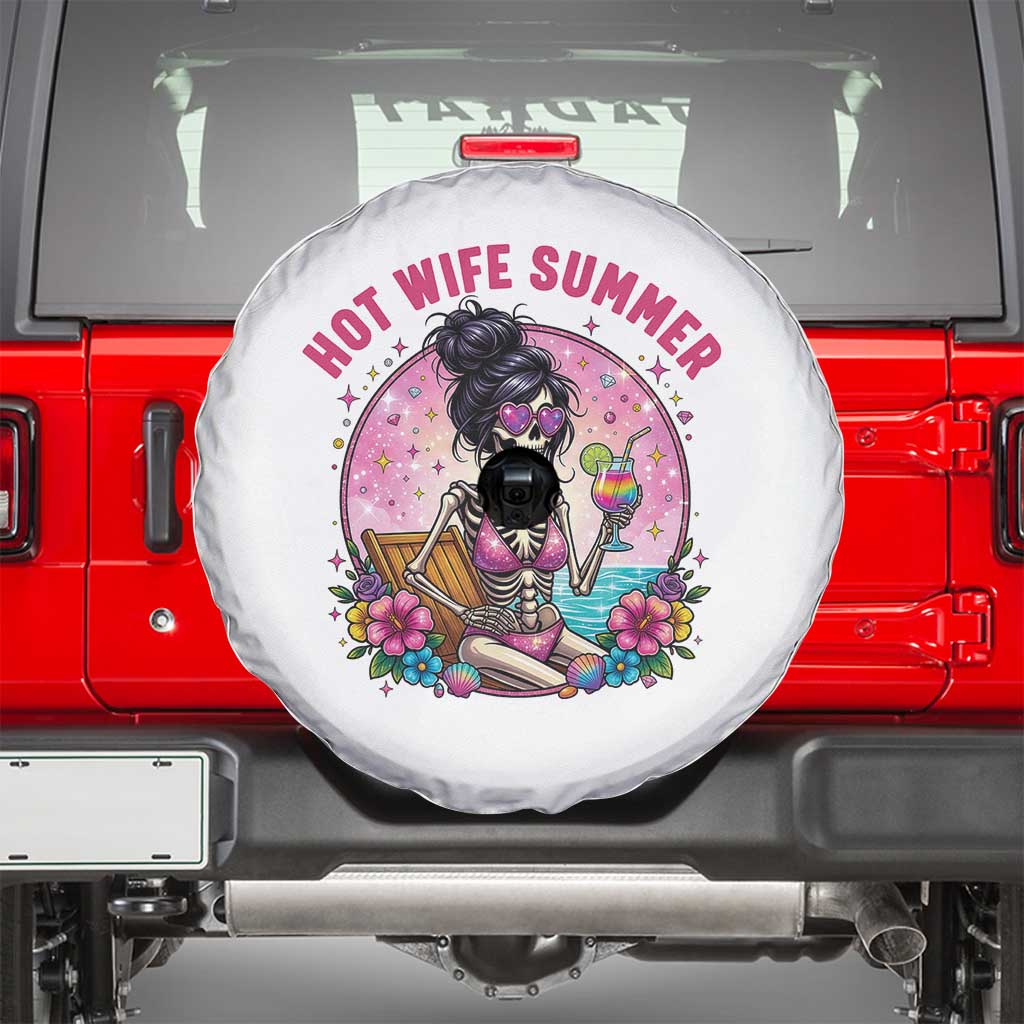 Hot Wife Summer Spare Tire Cover Funny Newlywed Skeleton TS14 White Print Your Wear