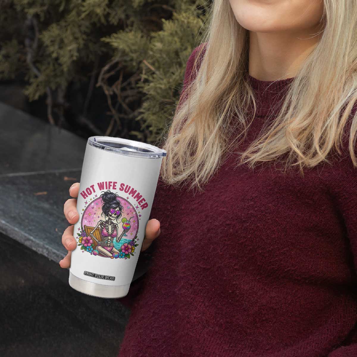 Hot Wife Summer Tumbler Cup Funny Newlywed Skeleton TS14 Print Your Wear