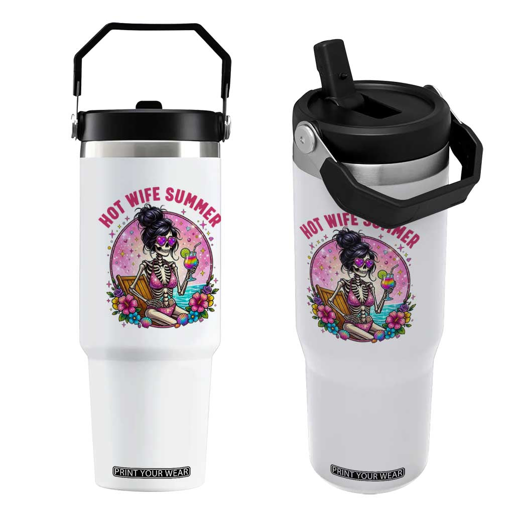 Hot Wife Summer Flip Straw Tumbler Funny Newlywed Skeleton TS14 One Size: 30 oz White Print Your Wear
