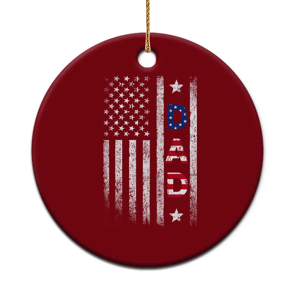 USA Patriotic Dad Ceramic Ornament Father's Day American Flag 4th of July TS14 1pc Red Print Your Wear