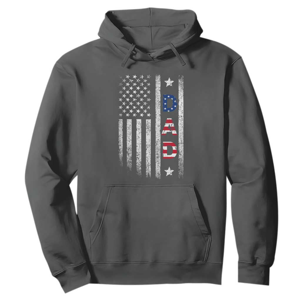 USA Patriotic Dad Hoodie Father's Day American Flag 4th of July TS14 Dark Heather Print Your Wear