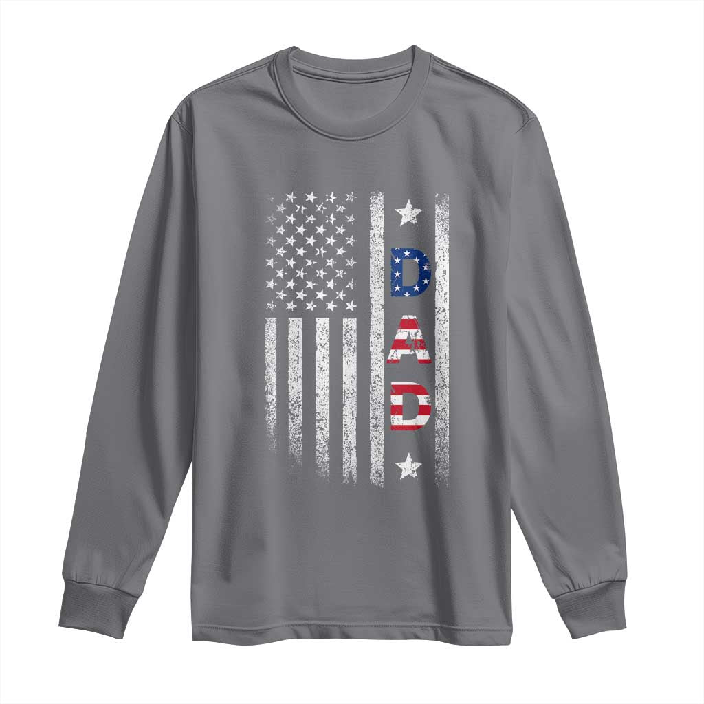 USA Patriotic Dad Long Sleeve Shirt Father's Day American Flag 4th of July TS14 Charcoal Print Your Wear