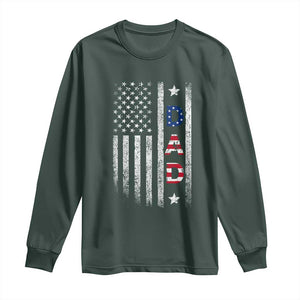 USA Patriotic Dad Long Sleeve Shirt Father's Day American Flag 4th of July TS14 Dark Forest Green Print Your Wear
