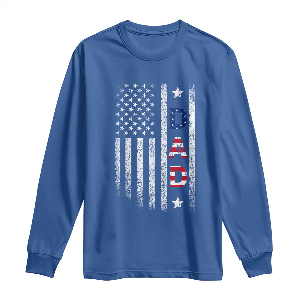 USA Patriotic Dad Long Sleeve Shirt Father's Day American Flag 4th of July TS14 Royal Blue Print Your Wear