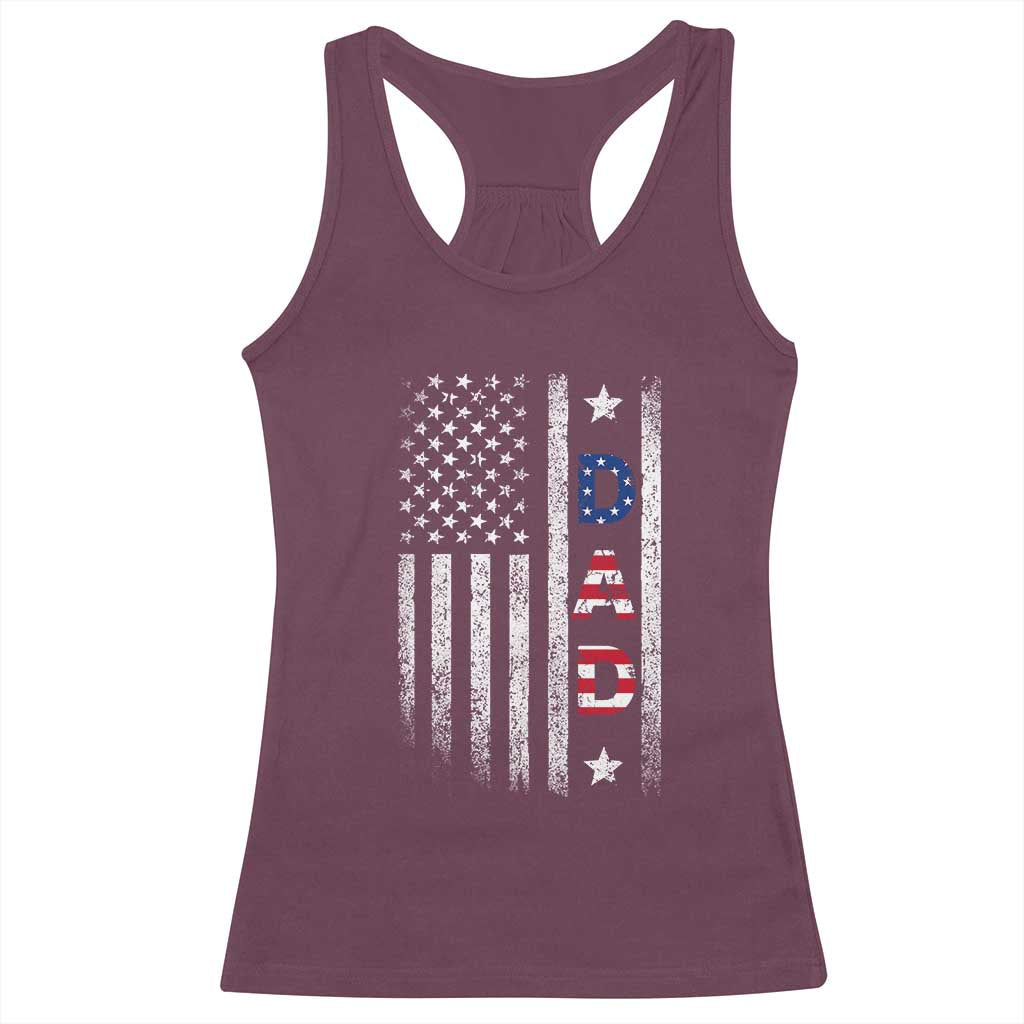 USA Patriotic Dad Racerback Tank Top Father's Day American Flag 4th of July TS14 Maroon Print Your Wear