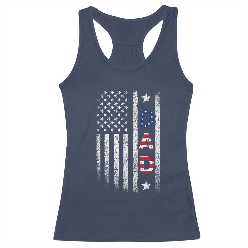 USA Patriotic Dad Racerback Tank Top Father's Day American Flag 4th of July TS14 Navy Print Your Wear