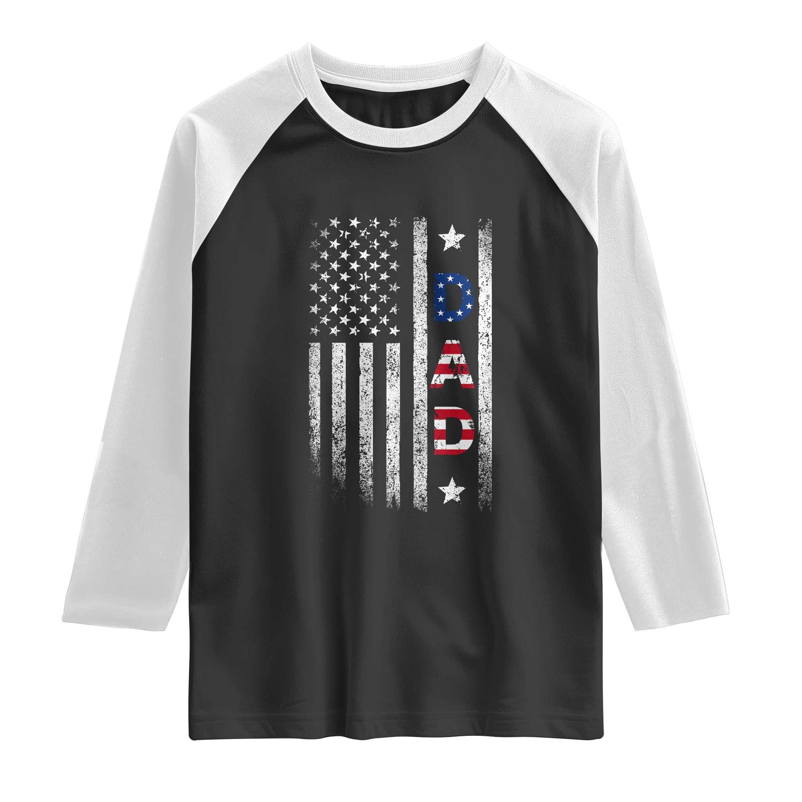 USA Patriotic Dad Raglan Shirt Father's Day American Flag 4th of July TS14 Black White Print Your Wear
