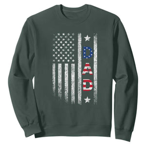 USA Patriotic Dad Sweatshirt Father's Day American Flag 4th of July TS14 Dark Forest Green Print Your Wear