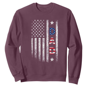 USA Patriotic Dad Sweatshirt Father's Day American Flag 4th of July TS14 Maroon Print Your Wear