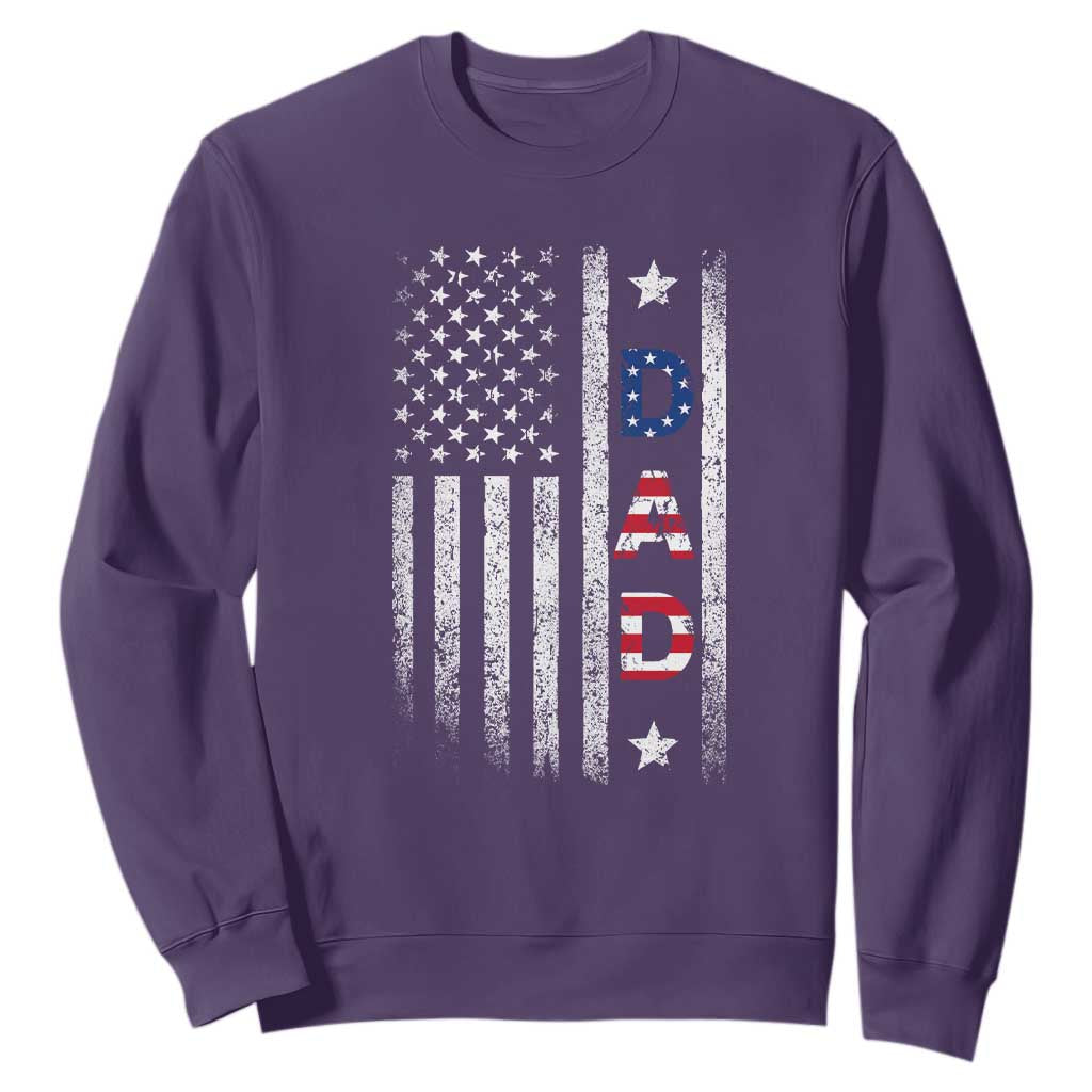 USA Patriotic Dad Sweatshirt Father's Day American Flag 4th of July TS14 Purple Print Your Wear