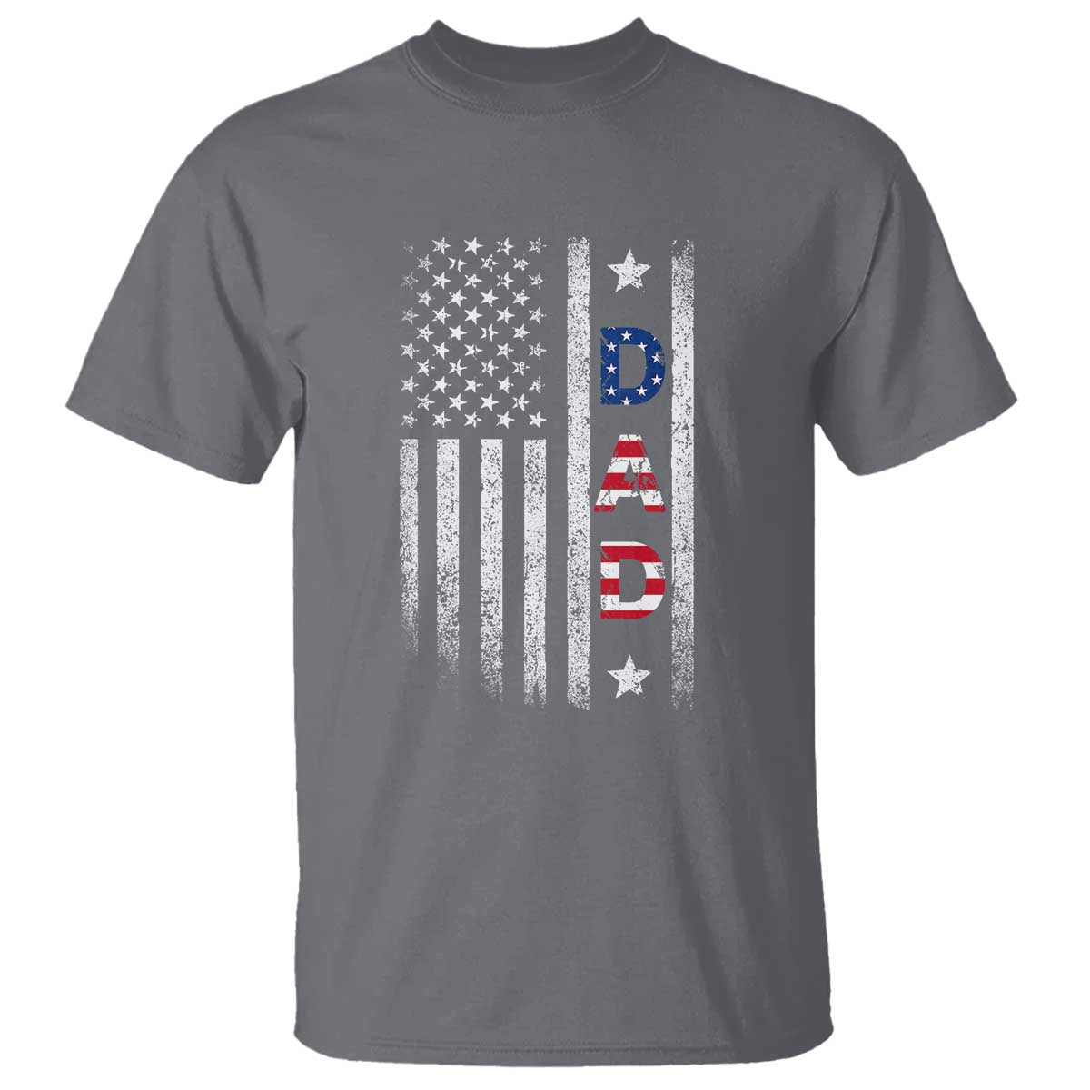 USA Patriotic Dad T Shirt Father's Day American Flag 4th of July TS14 Charcoal Print Your Wear
