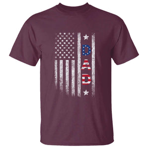 USA Patriotic Dad T Shirt Father's Day American Flag 4th of July TS14 Maroon Print Your Wear