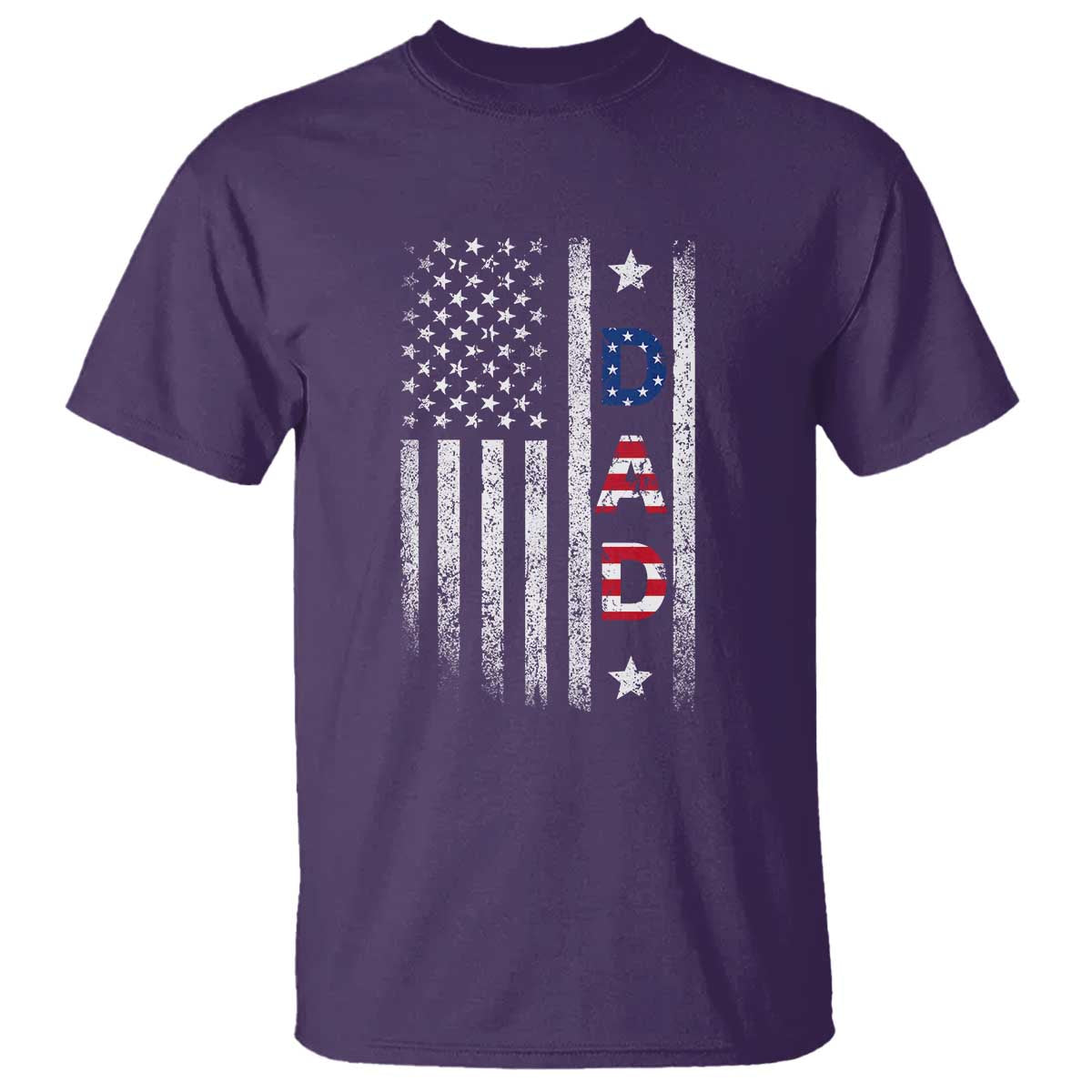 USA Patriotic Dad T Shirt Father's Day American Flag 4th of July TS14 Purple Print Your Wear