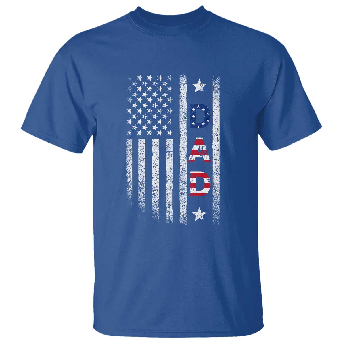USA Patriotic Dad T Shirt Father's Day American Flag 4th of July TS14 Royal Blue Print Your Wear