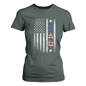 USA Patriotic Dad T Shirt For Women Father's Day American Flag 4th of July TS14 Dark Forest Green Print Your Wear