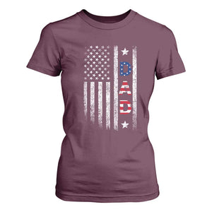 USA Patriotic Dad T Shirt For Women Father's Day American Flag 4th of July TS14 Maroon Print Your Wear