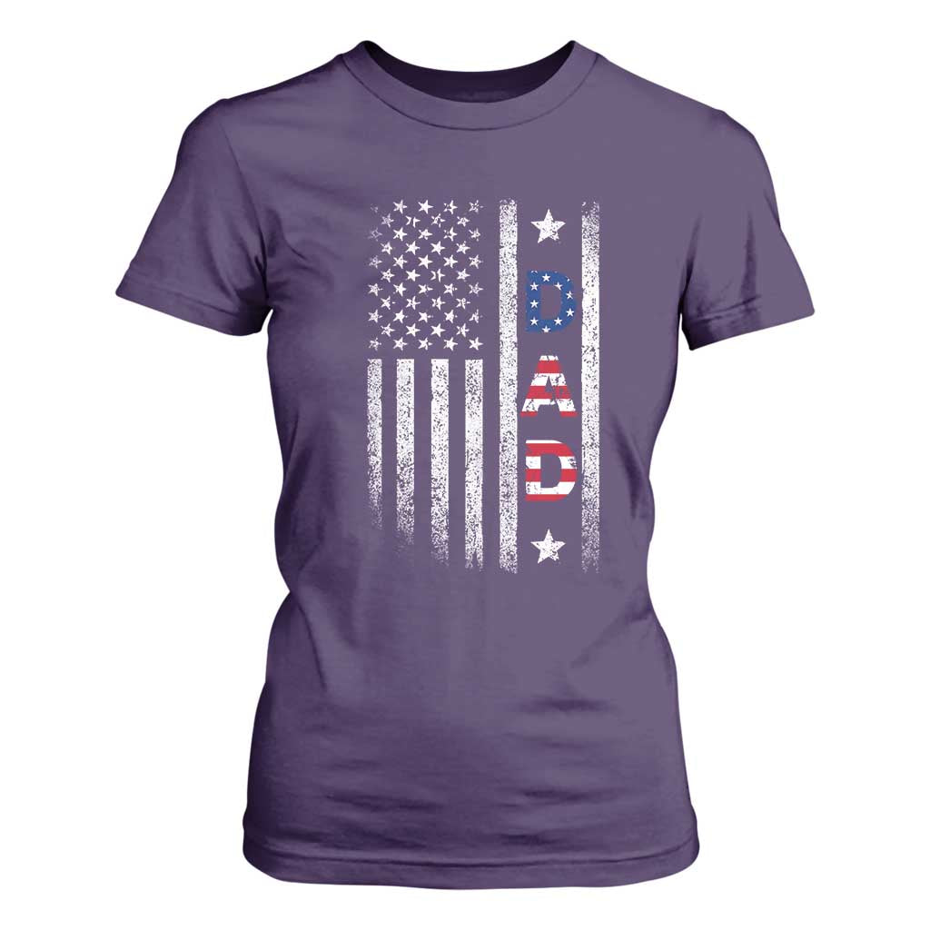 USA Patriotic Dad T Shirt For Women Father's Day American Flag 4th of July TS14 Purple Print Your Wear