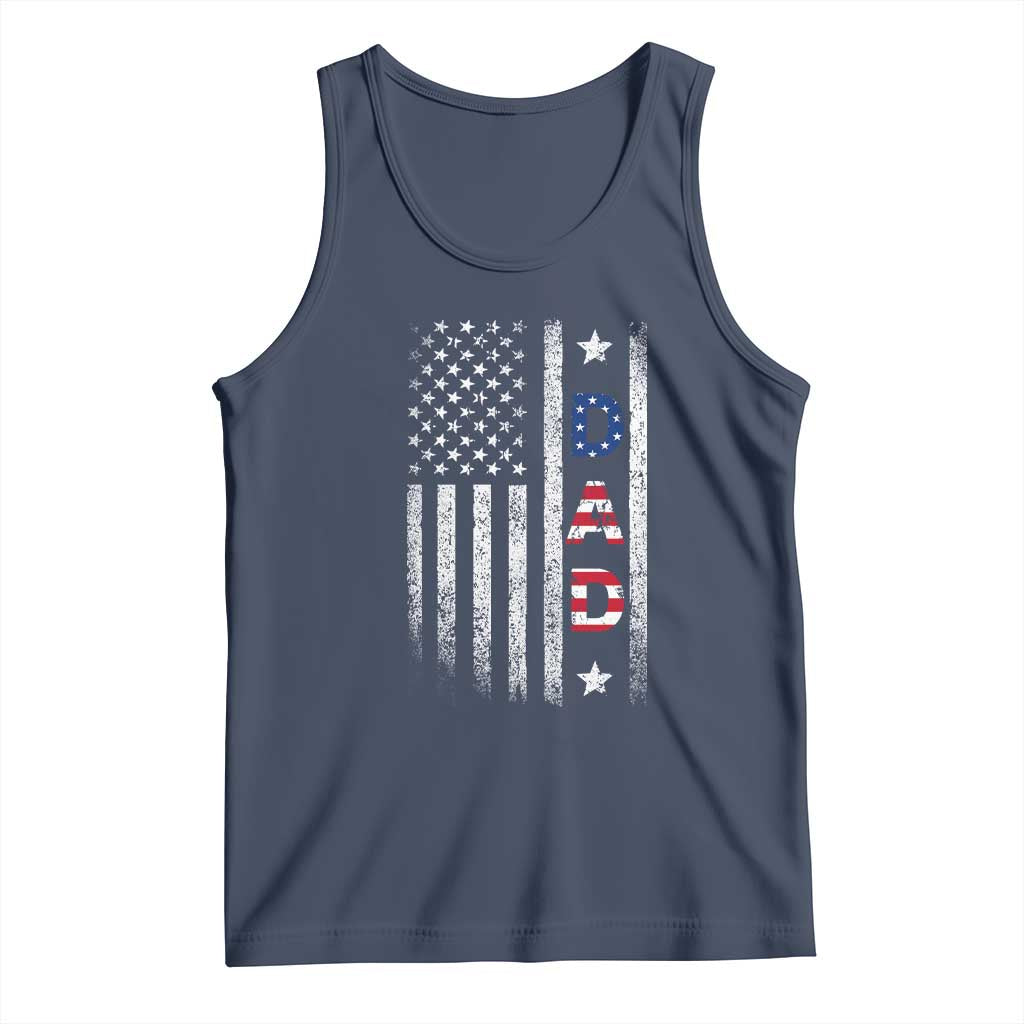 USA Patriotic Dad Tank Top Father's Day American Flag 4th of July TS14 Navy Print Your Wear