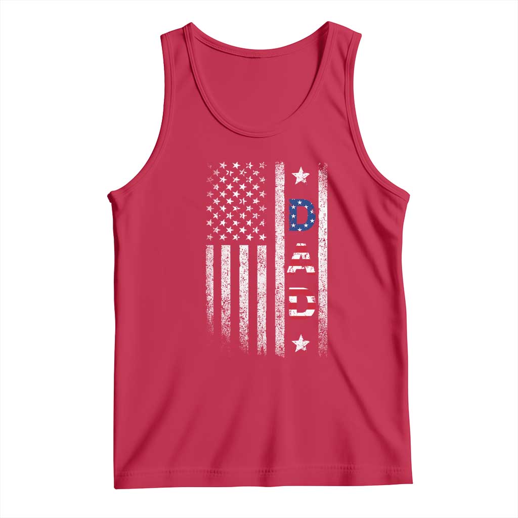 USA Patriotic Dad Tank Top Father's Day American Flag 4th of July TS14 Red Print Your Wear