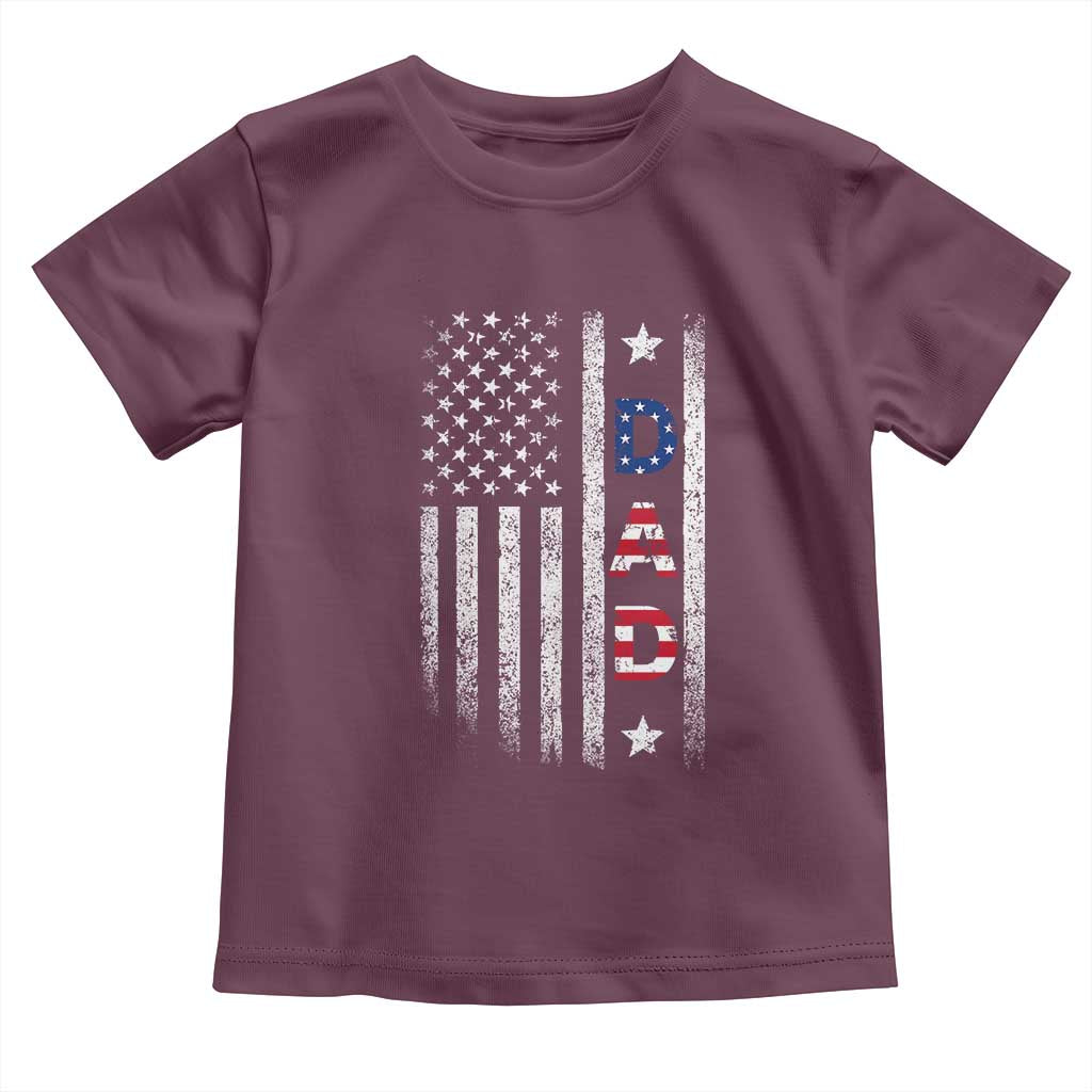 USA Patriotic Dad Toddler T Shirt Father's Day American Flag 4th of July TS14 Maroon Print Your Wear