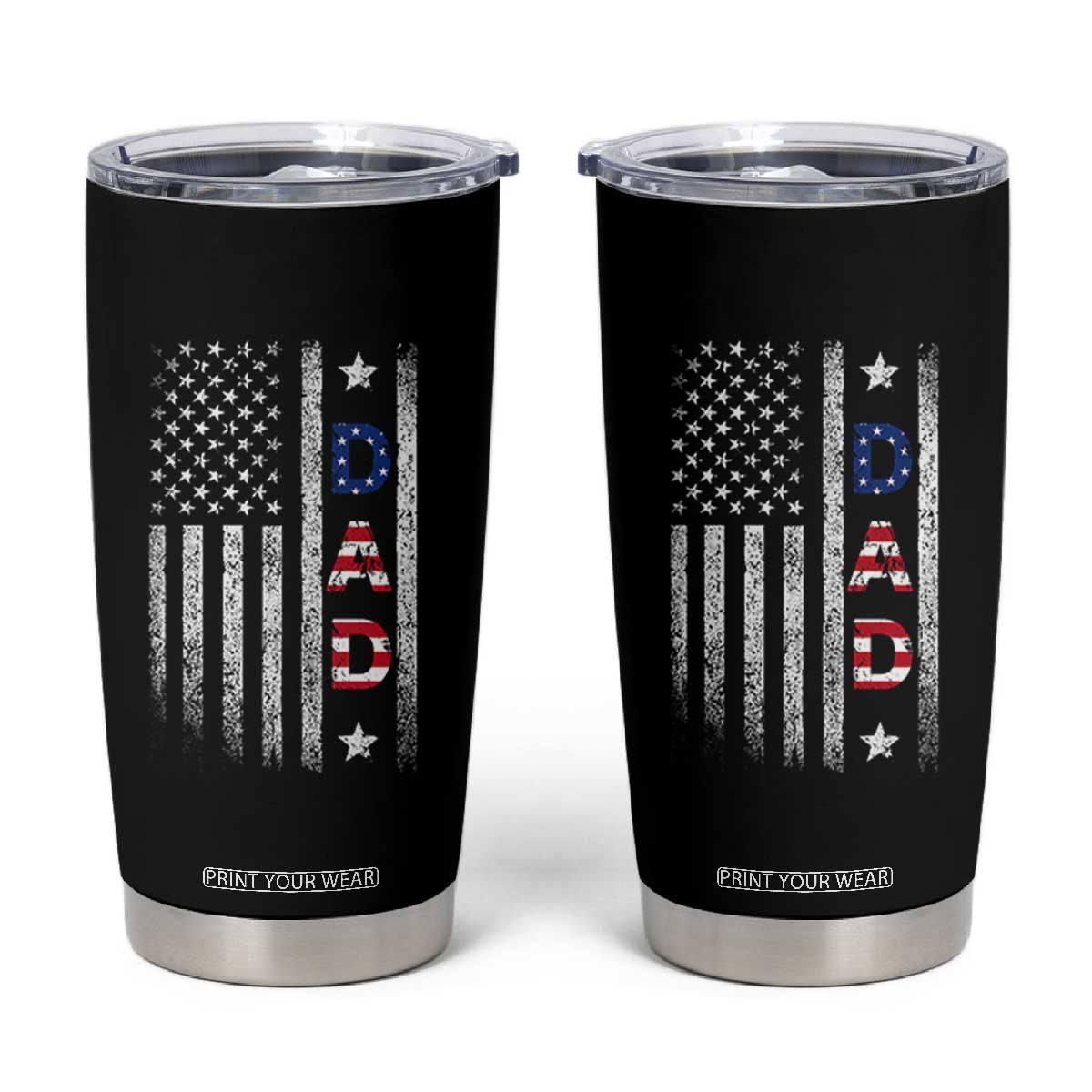 USA Patriotic Dad Tumbler Cup Father's Day American Flag 4th of July TS14 Black Print Your Wear