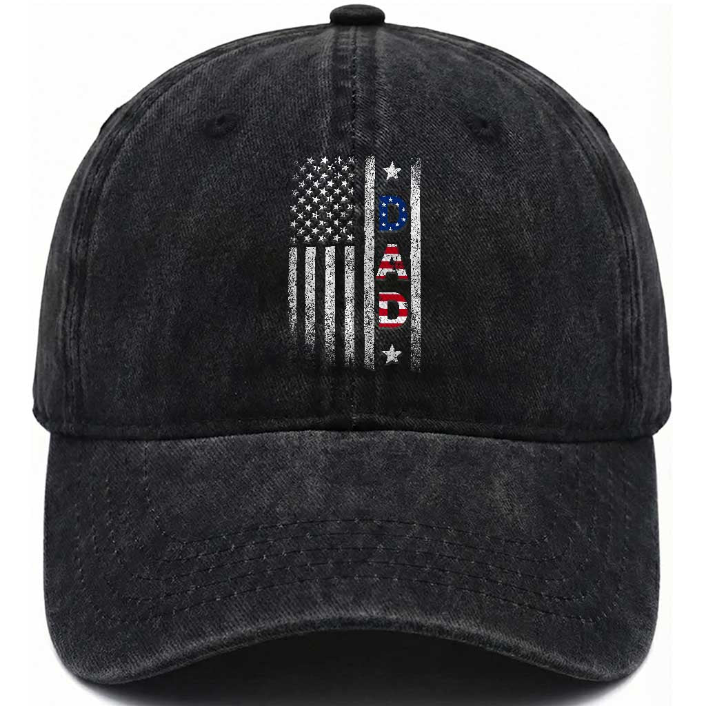 USA Patriotic Dad Washed Cotton Baseball Cap Father's Day American Flag 4th of July TS14 Print Your Wear