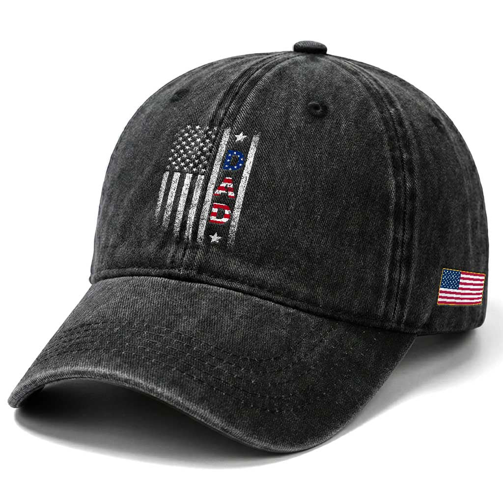USA Patriotic Dad Washed Cotton Baseball Cap Father's Day American Flag 4th of July TS14 Print Your Wear