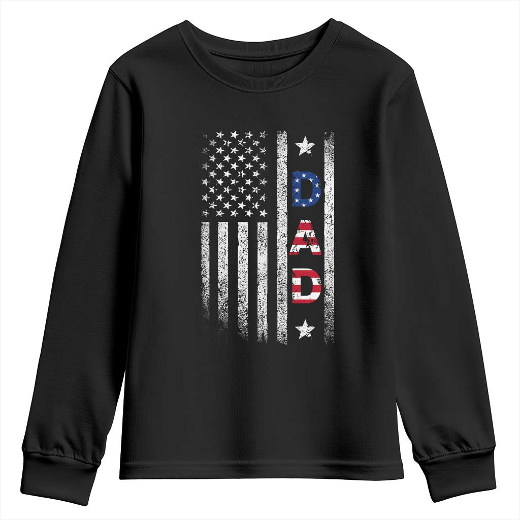 USA Patriotic Dad Youth Sweatshirt Father's Day American Flag 4th of July TS14 Black Print Your Wear