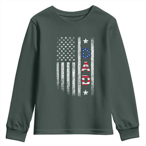 USA Patriotic Dad Youth Sweatshirt Father's Day American Flag 4th of July TS14 Dark Forest Green Print Your Wear