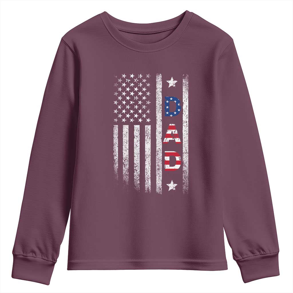 USA Patriotic Dad Youth Sweatshirt Father's Day American Flag 4th of July TS14 Maroon Print Your Wear