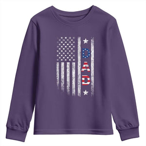 USA Patriotic Dad Youth Sweatshirt Father's Day American Flag 4th of July TS14 Purple Print Your Wear