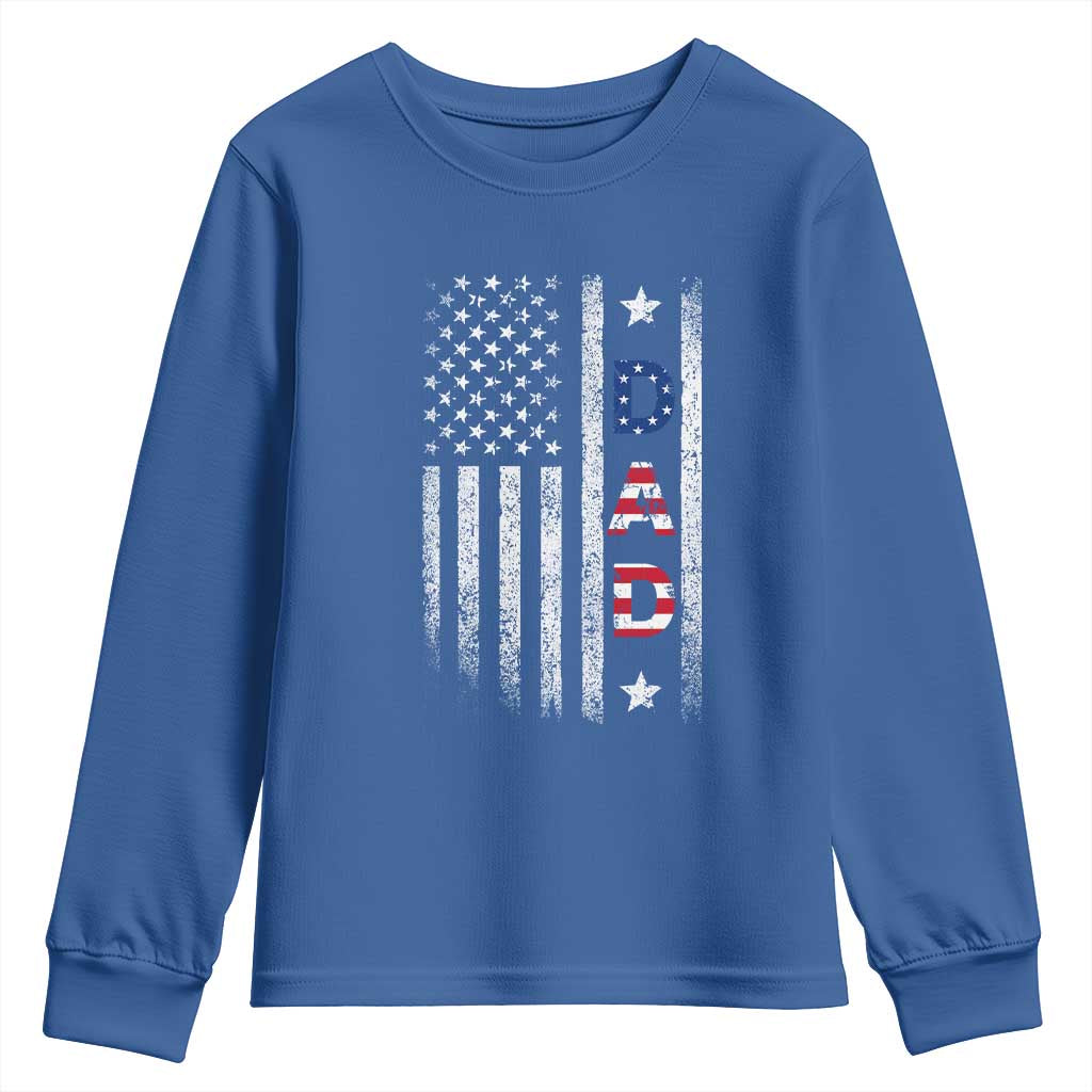 USA Patriotic Dad Youth Sweatshirt Father's Day American Flag 4th of July TS14 Royal Blue Print Your Wear