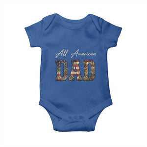 Retro All American Dad Baby Onesie 4th of July Father's Day TS14 Royal Blue Print Your Wear