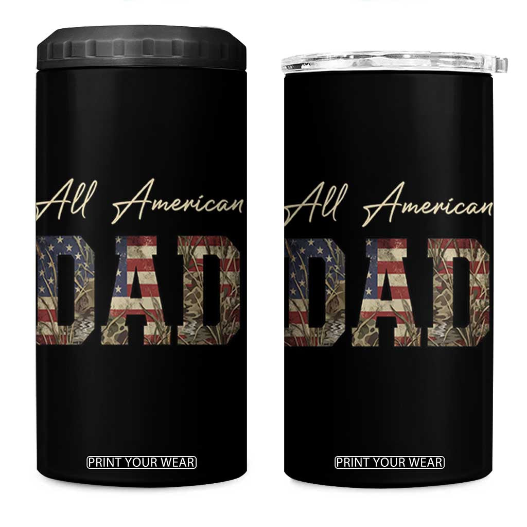 Retro All American Dad 4 in 1 Can Cooler Tumbler 4th of July Father's Day