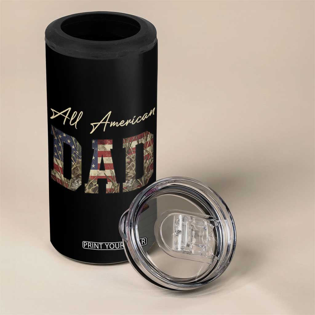 Retro All American Dad 4 in 1 Can Cooler Tumbler 4th of July Father's Day