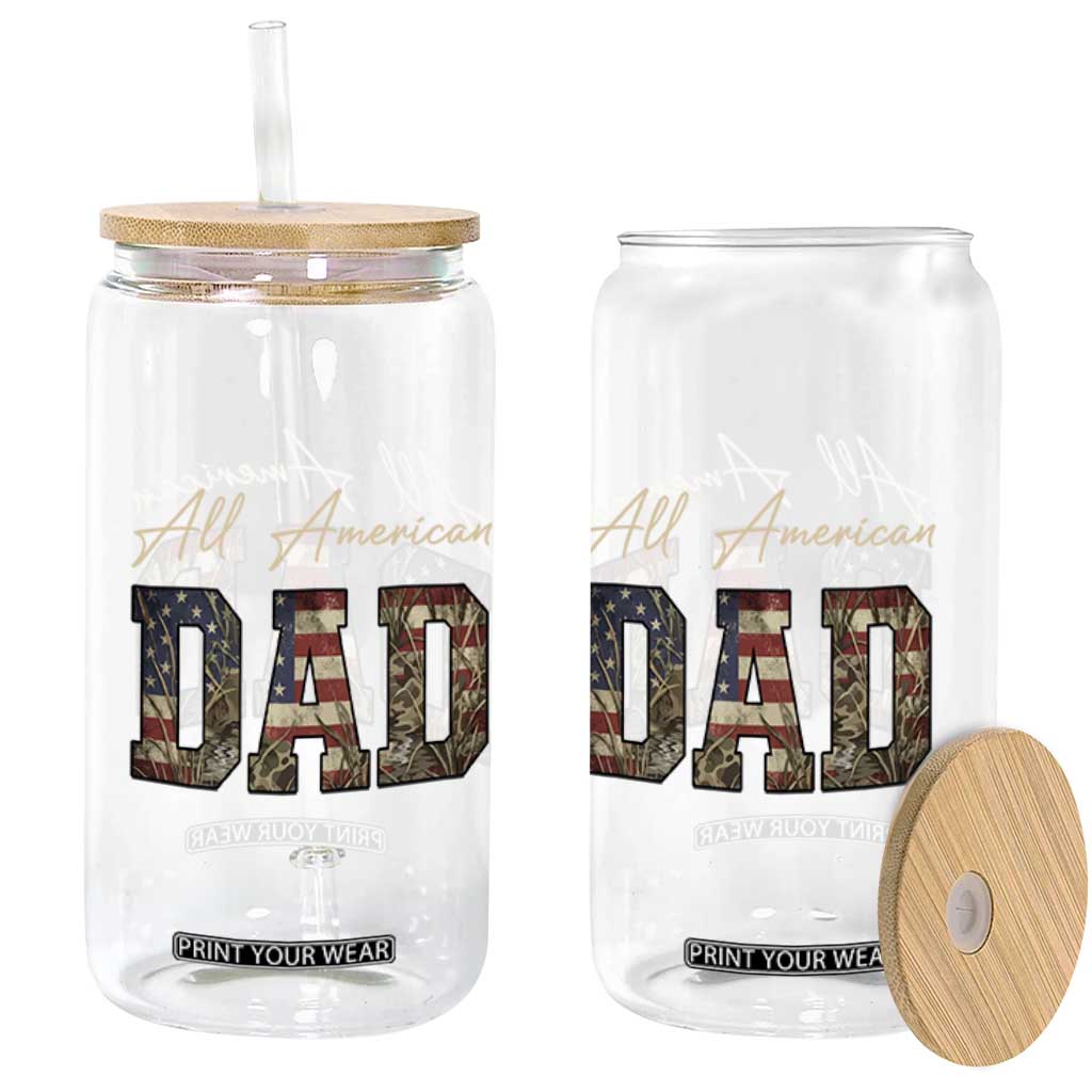 Retro All American Dad Glass Can 4th of July Father's Day