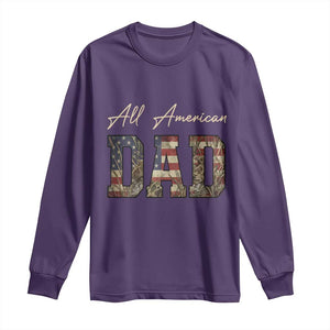 Retro All American Dad Long Sleeve Shirt 4th of July Father's Day TS14 Purple Print Your Wear