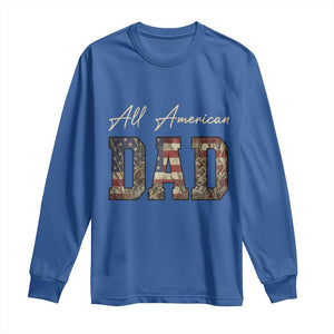 Retro All American Dad Long Sleeve Shirt 4th of July Father's Day TS14 Royal Blue Print Your Wear