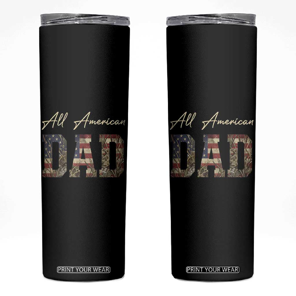Retro All American Dad Skinny Tumbler 4th of July Father's Day TS14 Black Print Your Wear