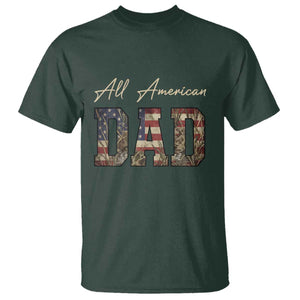 Retro All American Dad T Shirt 4th of July Father's Day TS14 Dark Forest Green Print Your Wear