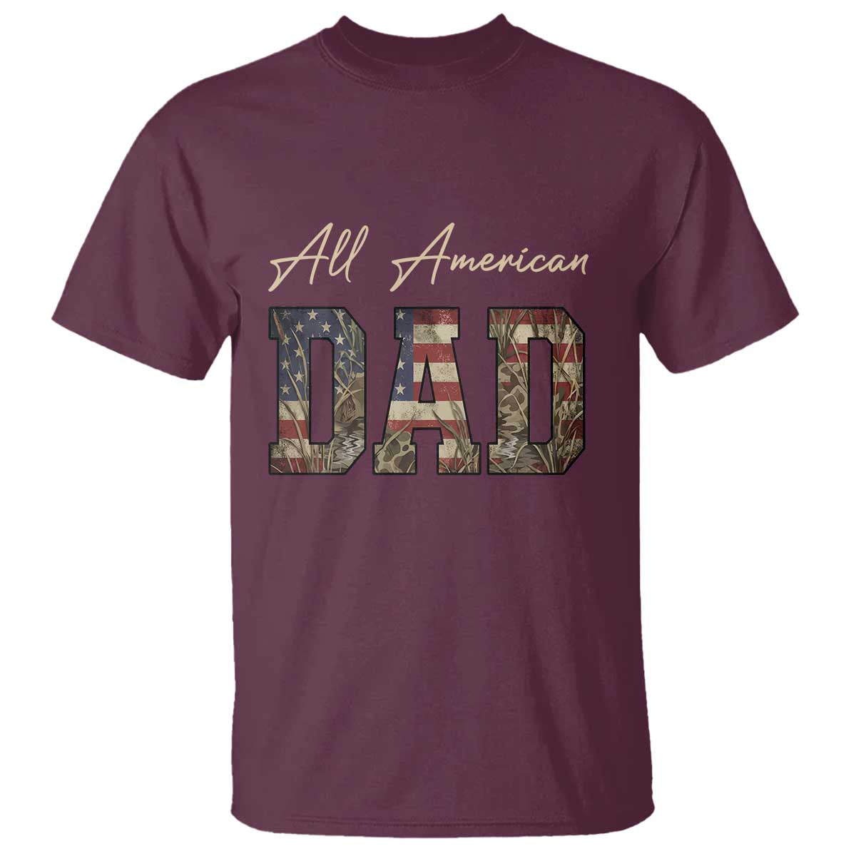 Retro All American Dad T Shirt 4th of July Father's Day TS14 Maroon Print Your Wear