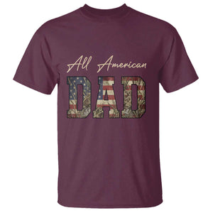 Retro All American Dad T Shirt 4th of July Father's Day TS14 Maroon Print Your Wear