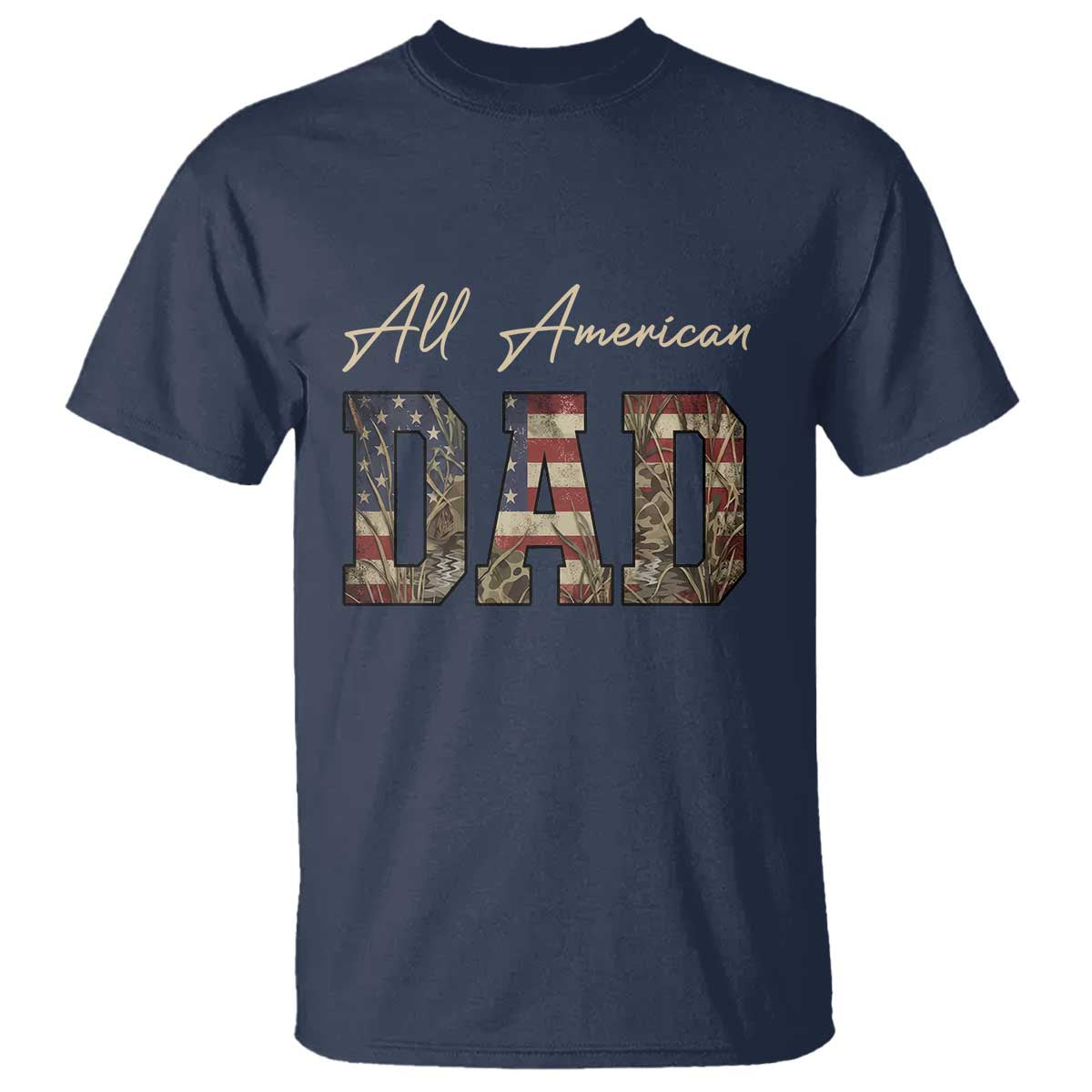 Retro All American Dad T Shirt 4th of July Father's Day TS14 Navy Print Your Wear