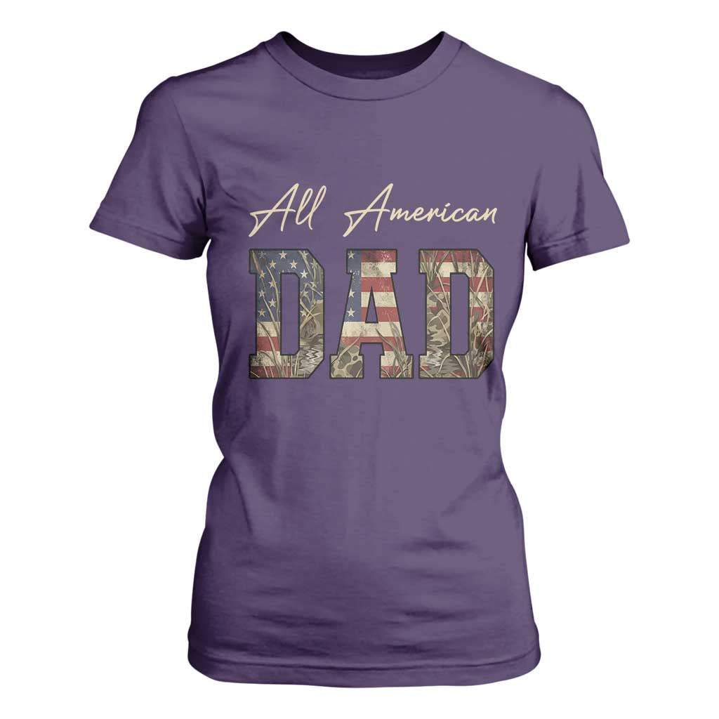 Retro All American Dad T Shirt For Women 4th of July Father's Day TS14 Purple Print Your Wear