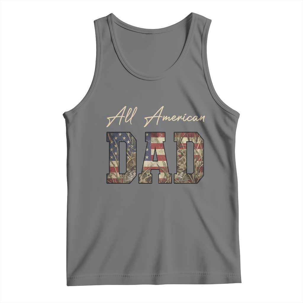 Retro All American Dad Tank Top 4th of July Father's Day TS14 Black Heather Print Your Wear