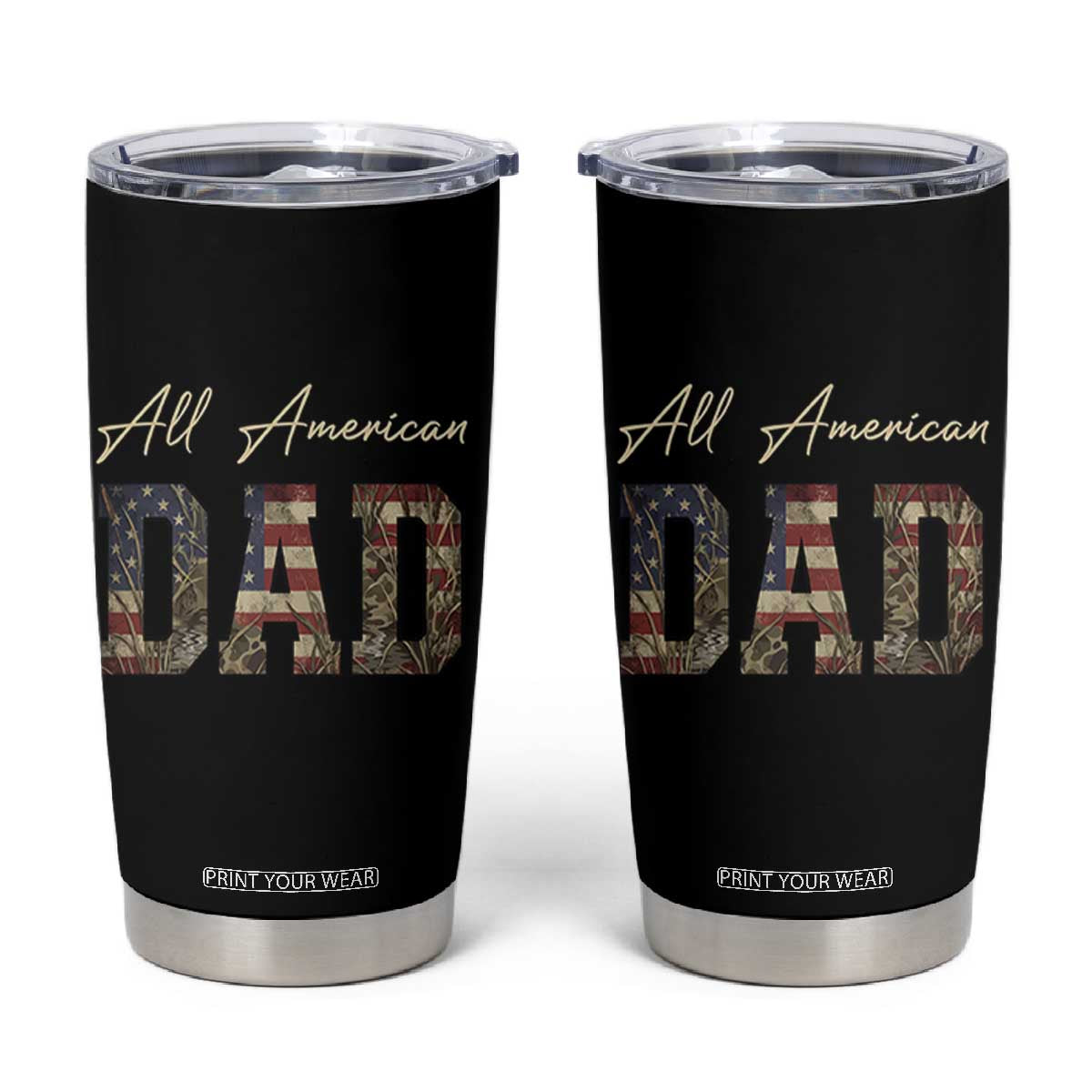 Retro All American Dad Tumbler Cup 4th of July Father's Day TS14 Black Print Your Wear