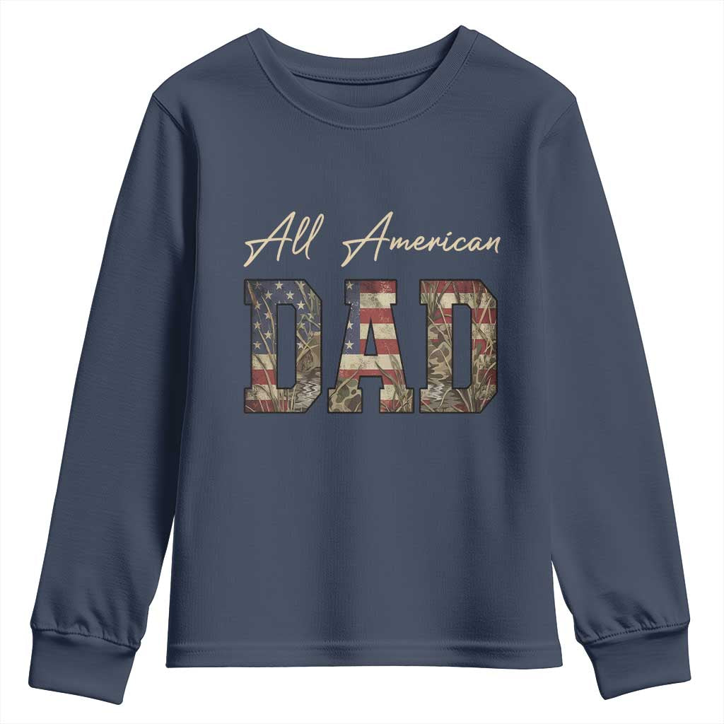 Retro All American Dad Youth Sweatshirt 4th of July Father's Day TS14 Navy Print Your Wear
