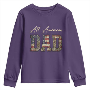Retro All American Dad Youth Sweatshirt 4th of July Father's Day TS14 Purple Print Your Wear